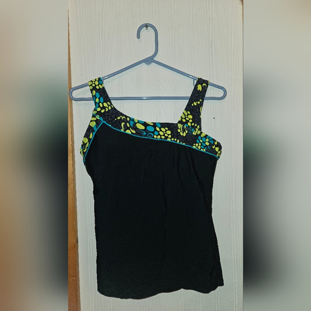 Athletech Black and Multicolor Swim Top Size 10